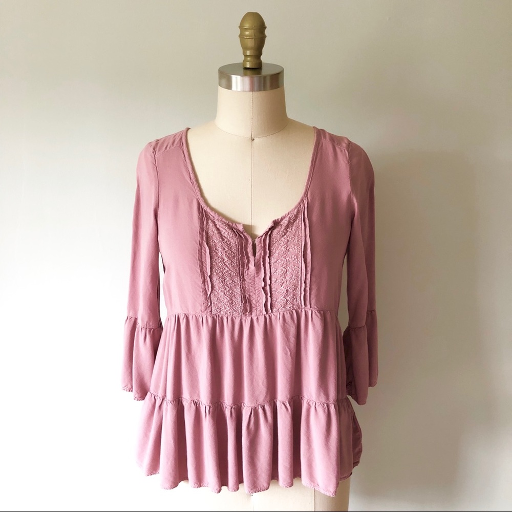 Embroidered Peasant Top